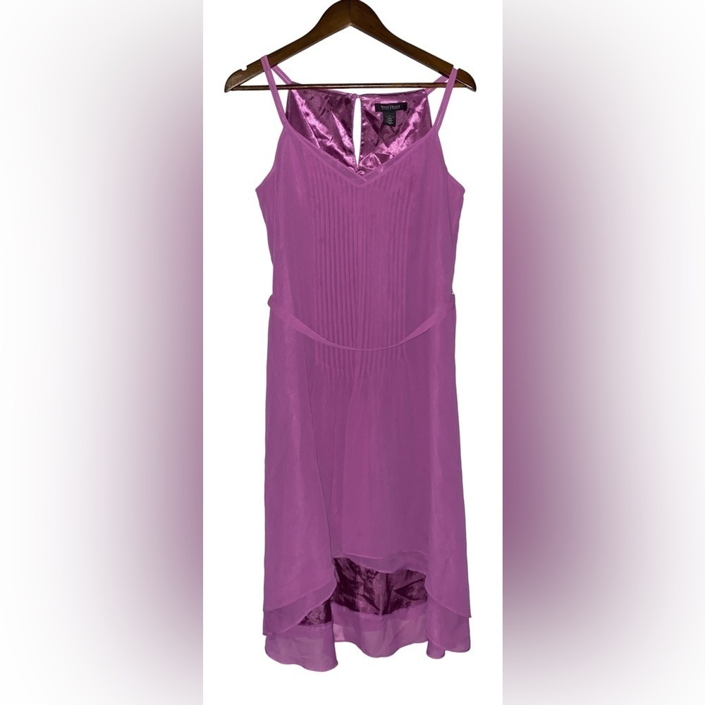 White House Black Market Women Iris Orchid Pintuck Midi Cocktail‎ Dress Size 6